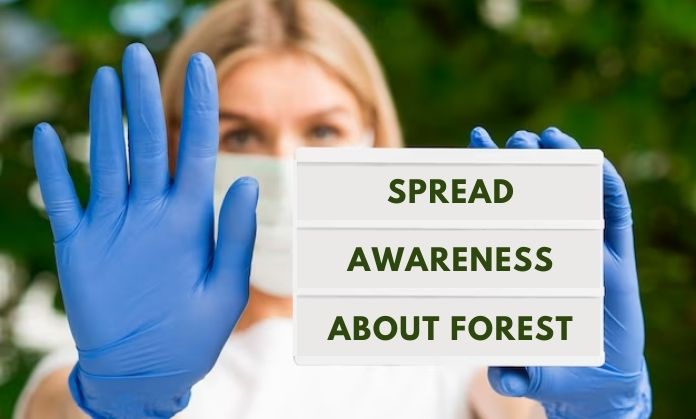 girl are spreading awareness about forest.