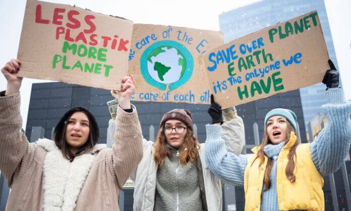 The girls are protesting on international youth day