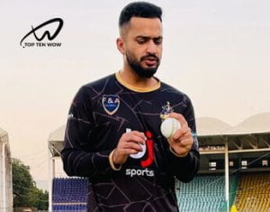 Mohammad Nawaz is looking at the ball