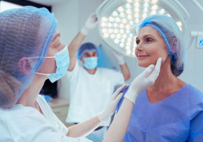 Doctor checking the skin of patient
