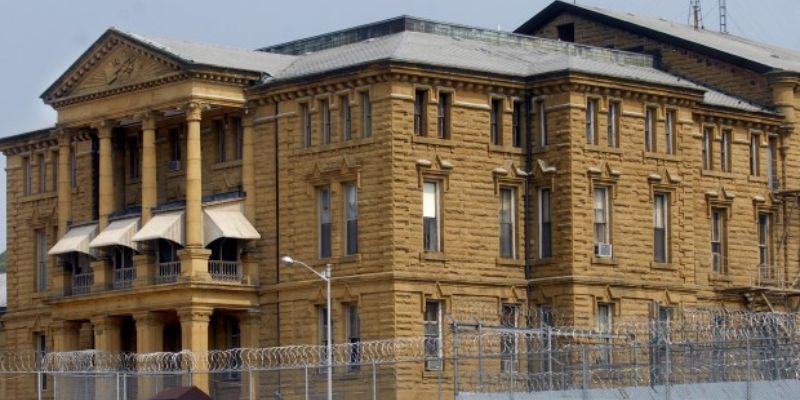 a building with a fence 