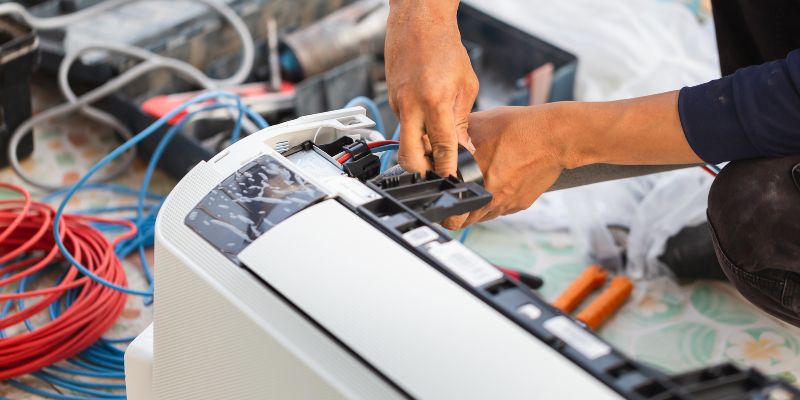 a person fixing a device