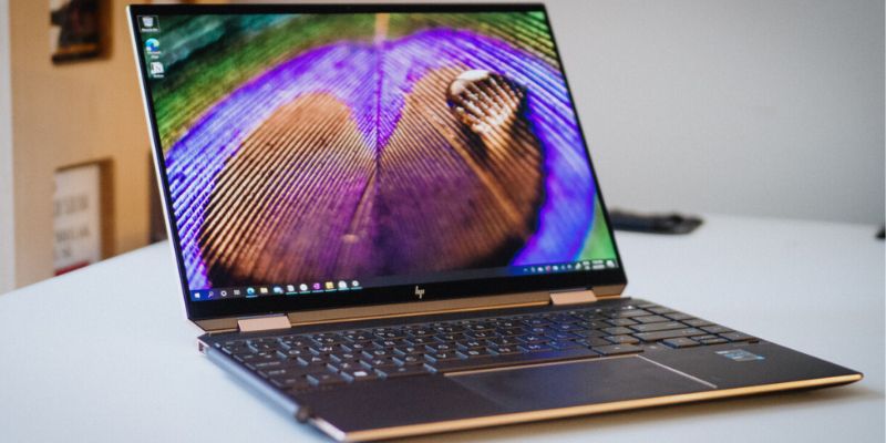 HP-Spectre-x360 laptop on a table 