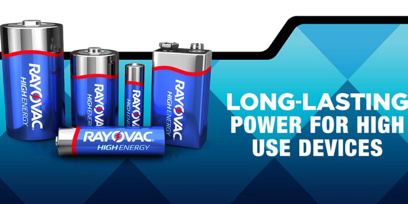 a group of batteries on a blue background 